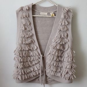Anthropologie Cream Textured Sweater Vest
